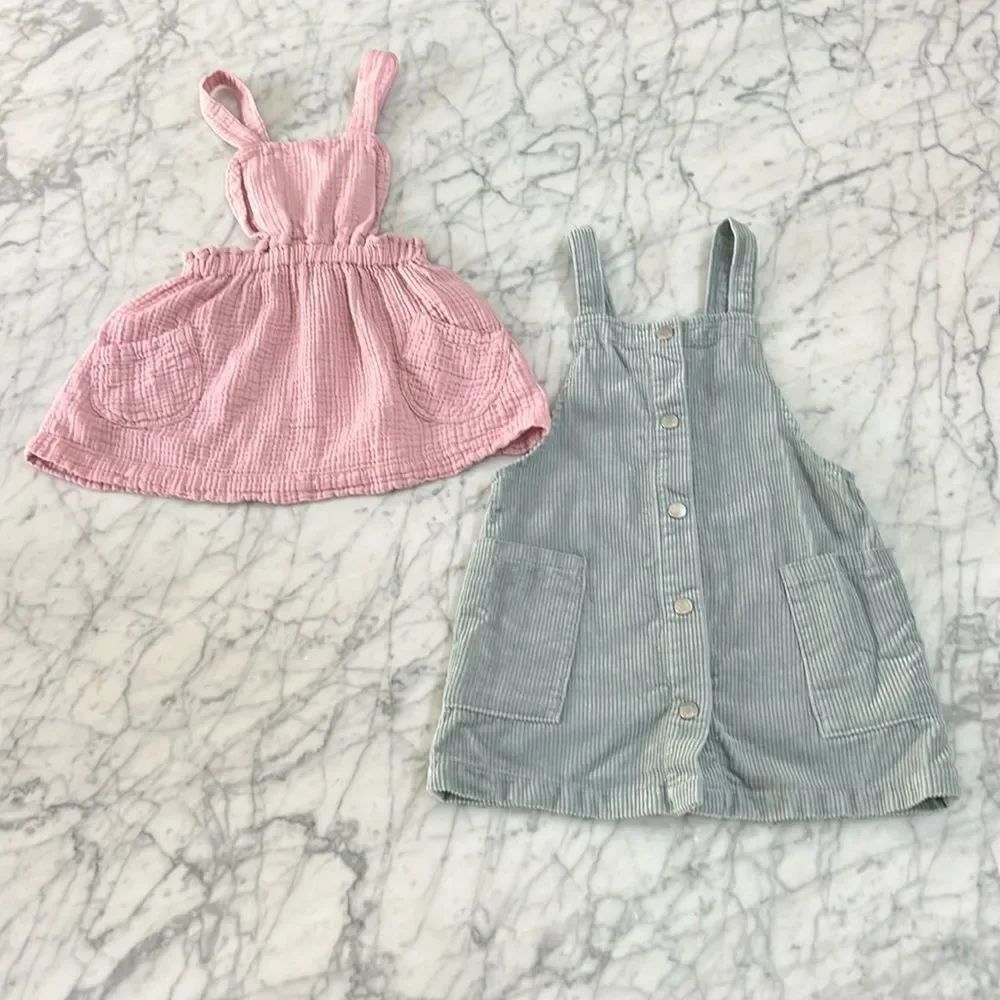 Zara Baby Girls Corduroy Cotton Overall Dress Bundle Sz 3/4T